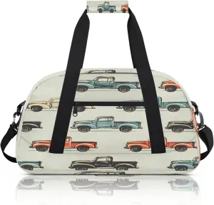 Vintage Cars Small Gym Bag 18 inch Carry On Duffel Bag for Weekender Travel Sports Workout Yoga Gymnastics Dance Ballet