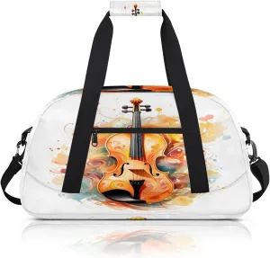 Violin Music Small Gym Bag 18 inch Carry On Duffel Bag for Weekender Travel Sports Workout Yoga Gymnastics Dance Ballet