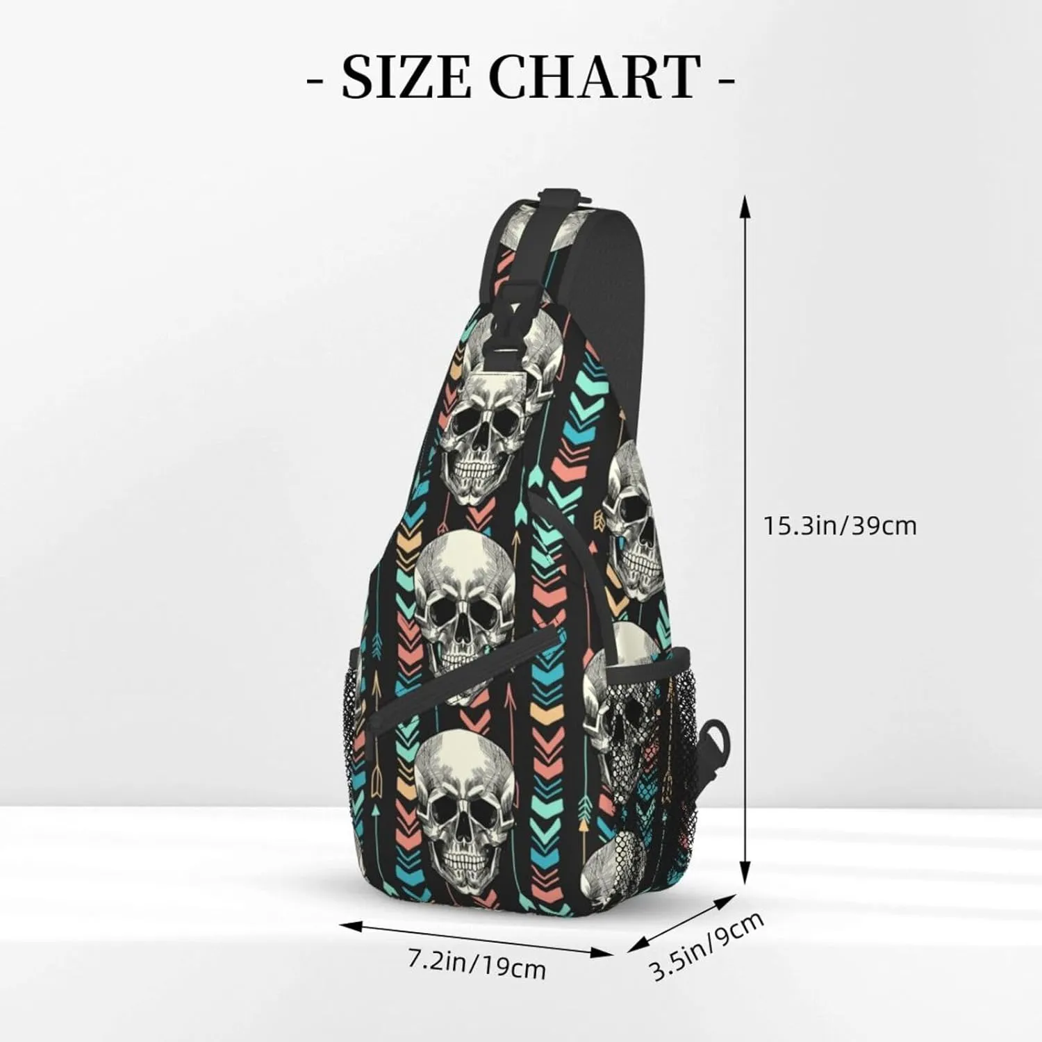 VOOHDDY Skull Aztec Tribal Arrow Sling Bag For Women Men Travel Hiking Backpack Crossbody Shoulder Chest Bags Casual Daypack Sport