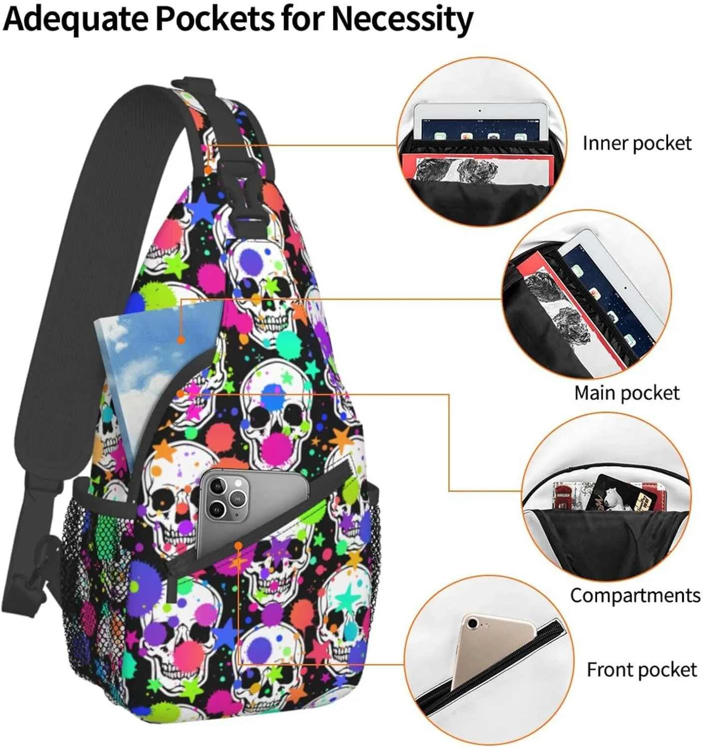 VOOHDDY Sling Bag For Women Men Travel Hiking Backpack Crossbody Shoulder Chest Bags Casual Daypack Sport