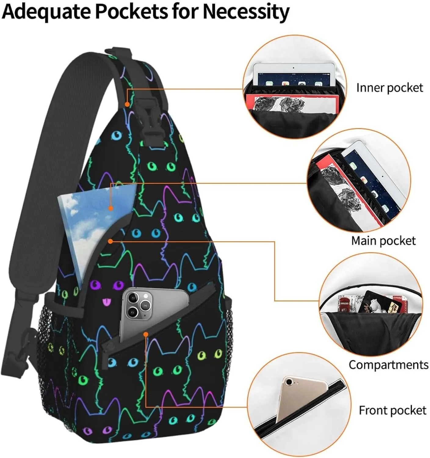 VOOHDDY Sling Bag For Women Men Travel Hiking Backpack Crossbody Shoulder Chest Bags Casual Daypack Sport