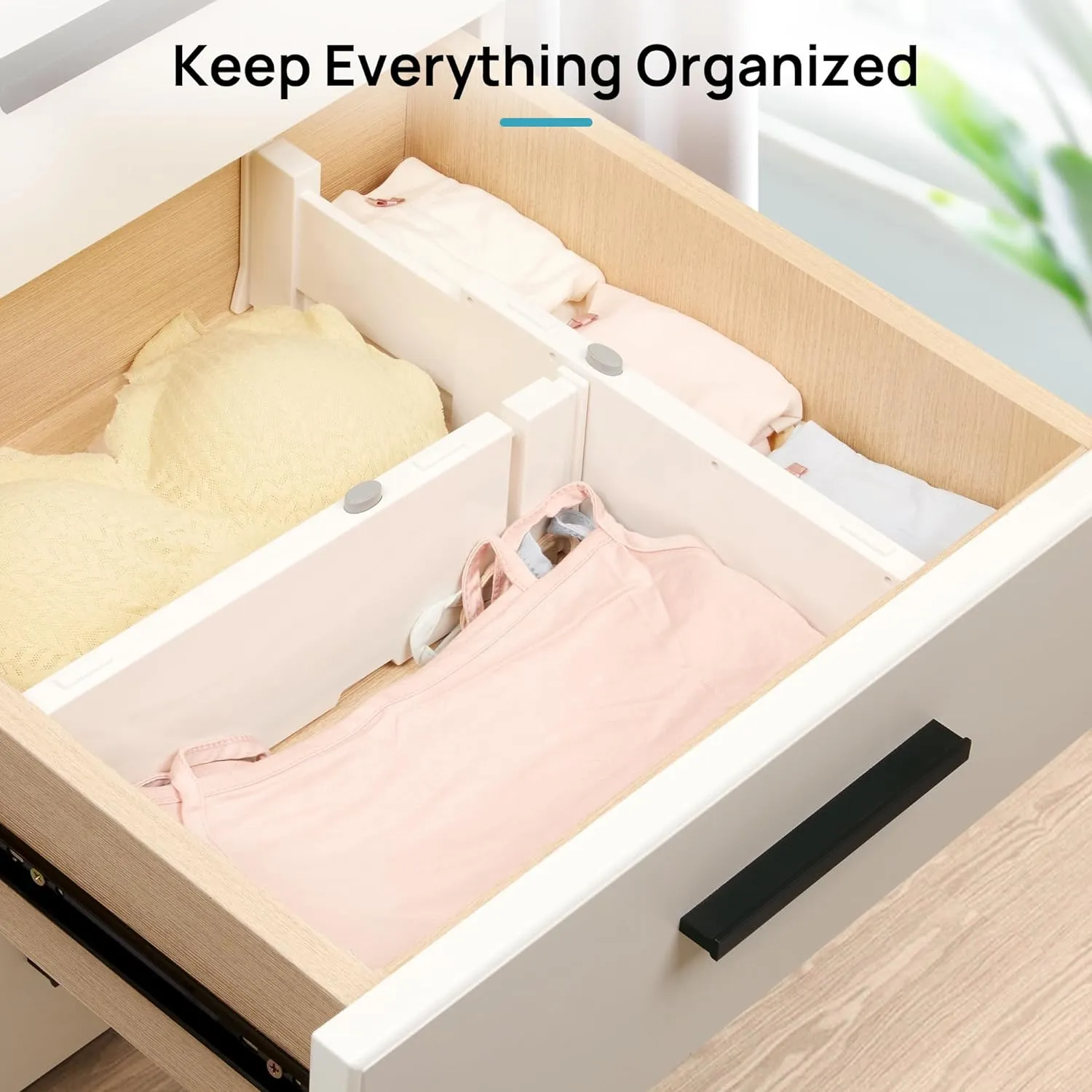 Vtopmart Drawer Dividers for Clothes 12 Pack, Adjustable 4" High Expandable from 11.6"-17" Dresser Drawer Organizer, Plastic Drawers Separators for Dresser, Baby Clothes, Kitchen and Office Storage