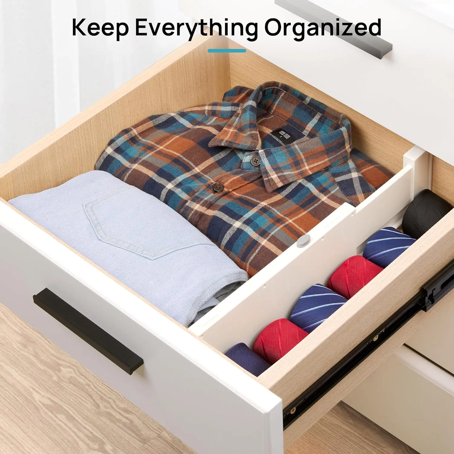 Vtopmart Drawer Dividers for Clothes 12 Pack, Adjustable 4" High Expandable from 11.6"-17" Dresser Drawer Organizer, Plastic Drawers Separators for Dresser, Baby Clothes, Kitchen and Office Storage