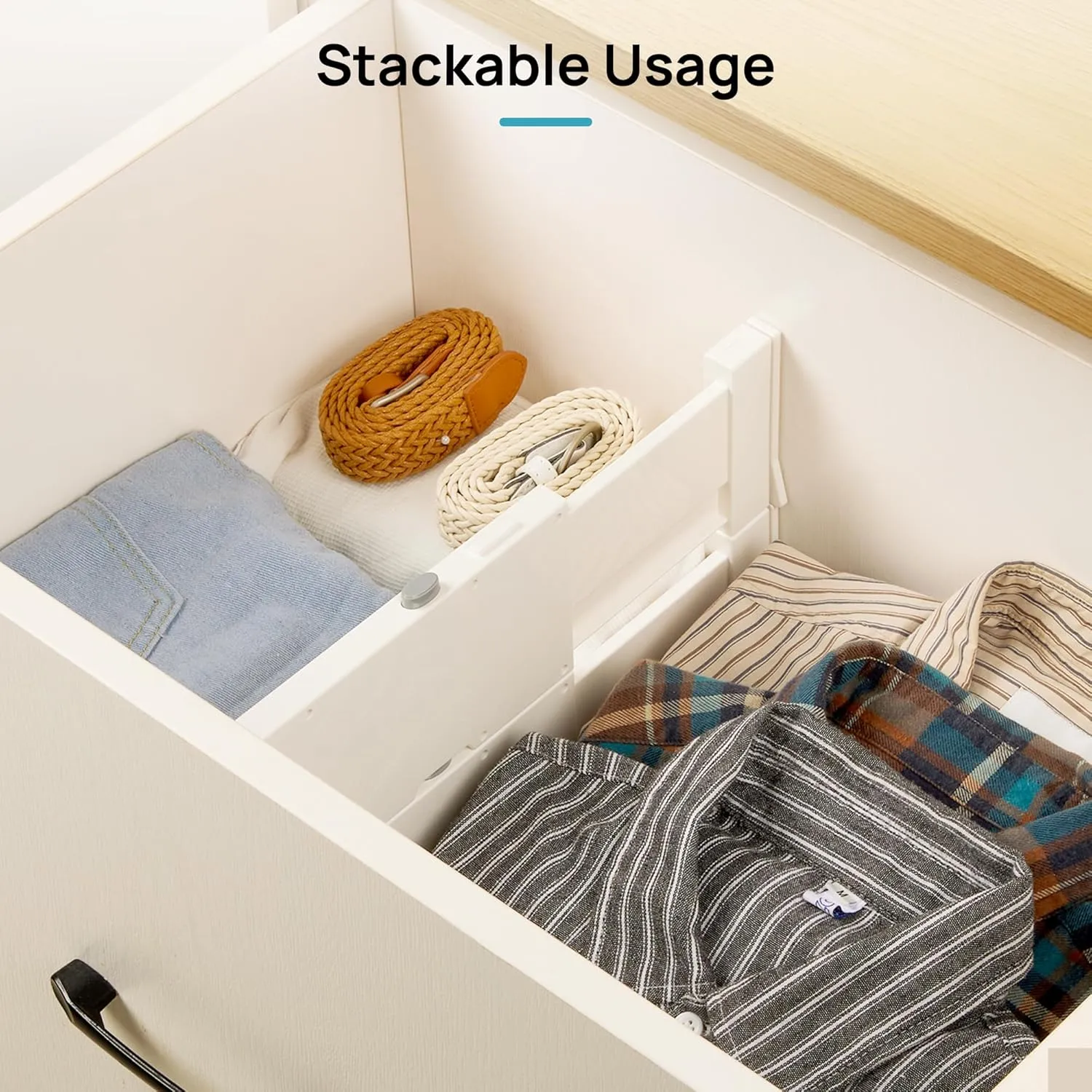 Vtopmart Drawer Dividers for Clothes 12 Pack, Adjustable 4" High Expandable from 11.6"-17" Dresser Drawer Organizer, Plastic Drawers Separators for Dresser, Baby Clothes, Kitchen and Office Storage