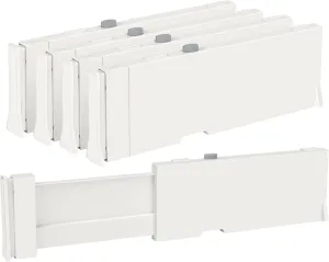 Vtopmart Drawer Dividers for Clothes 4 Pack, Adjustable 4" High Expandable from 11.6"-17" Dresser Drawer Organizer, Plastic Drawers Separators for Dresser, Baby Clothes, Kitchen and Office Storage