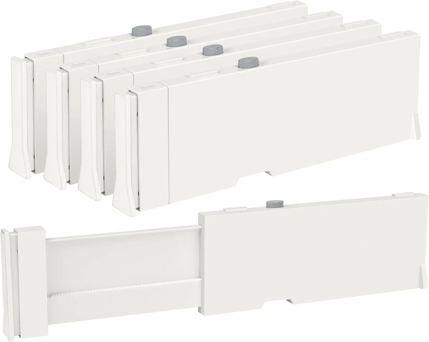 Vtopmart Drawer Dividers for Clothes 4 Pack, Adjustable 4" High Expandable from 11.6"-17" Dresser Drawer Organizer, Plastic Drawers Separators for Dresser, Baby Clothes, Kitchen and Office Storage