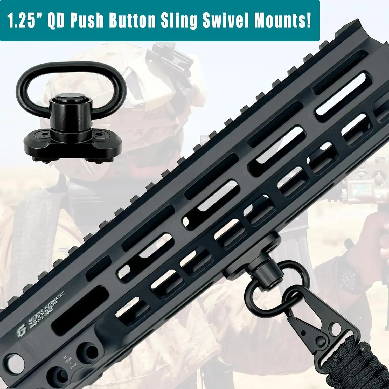 VVAAGG Paracord Sling with Shoulder Pad and QD Sling Mount, 2 Point QD Sling