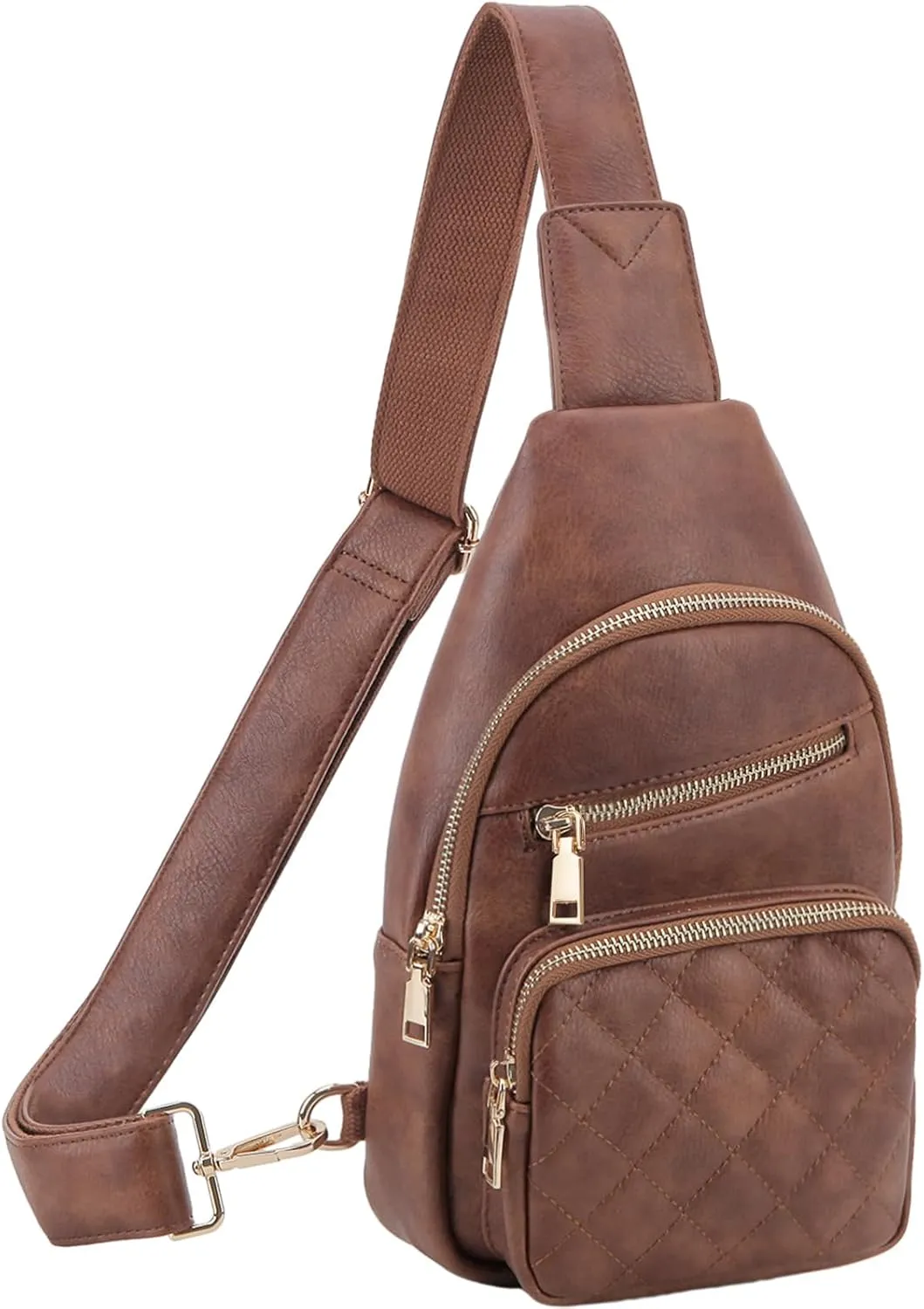 VX VONXURY Sling Bag for Women, PU Leather Crossbody Fanny Packs, Multipurpose Chest Bag with Adjustable Strap