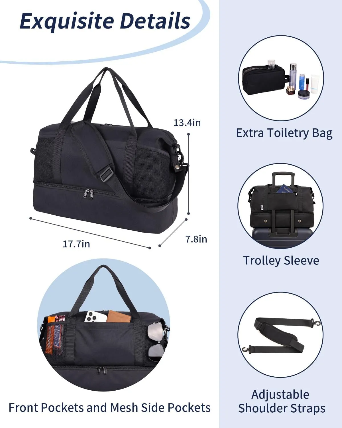 Wandering Nature For Spirit Airlines Personal Item Bag 18x14x8 Travel Duffel Bag Underseat Carry on Luggage with Shoe Compartment Wet Pocke Toiletry Pouch for Women Men Patent Pending