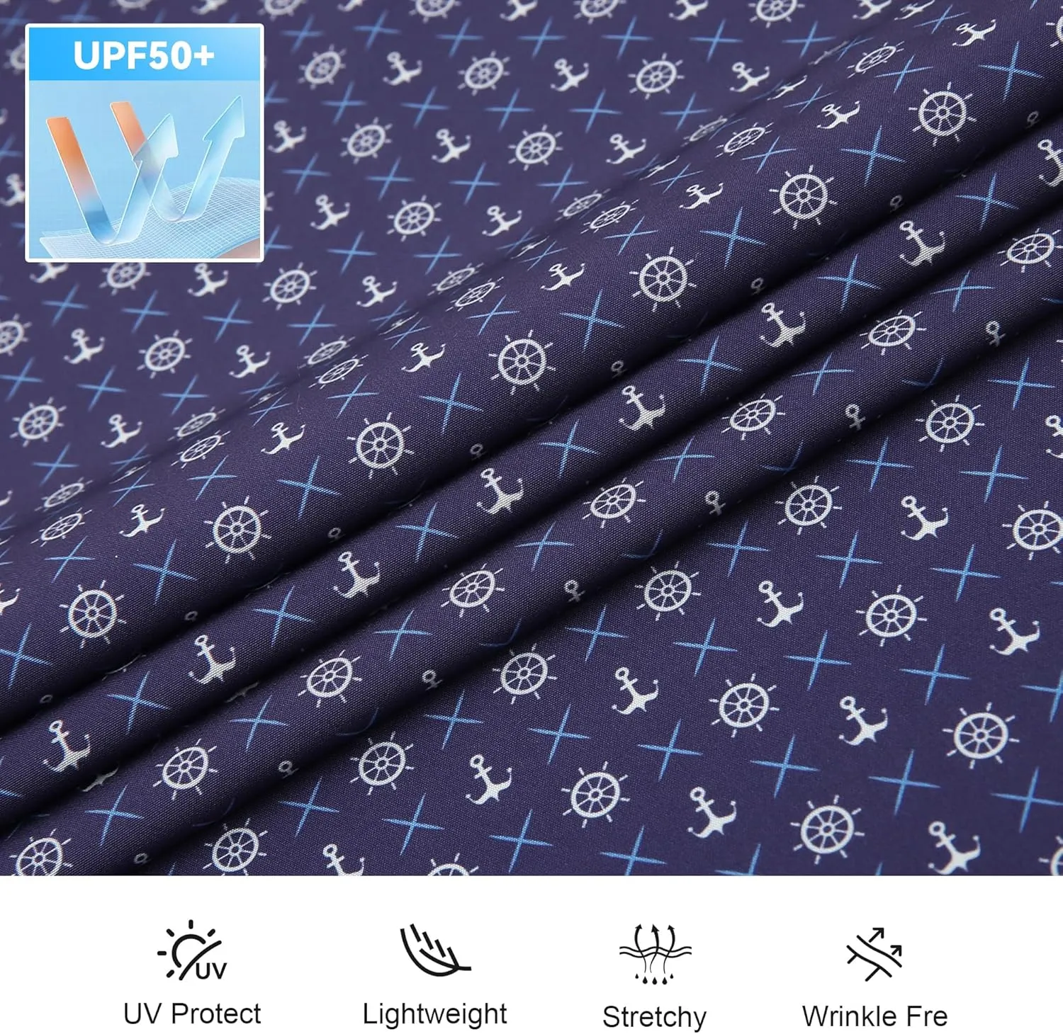 WARHORSEE Printed Fishing Shirts for Men UPF 50  Breathable Stretch Mens Button Down Short Sleeve Hiking Casual Shirts