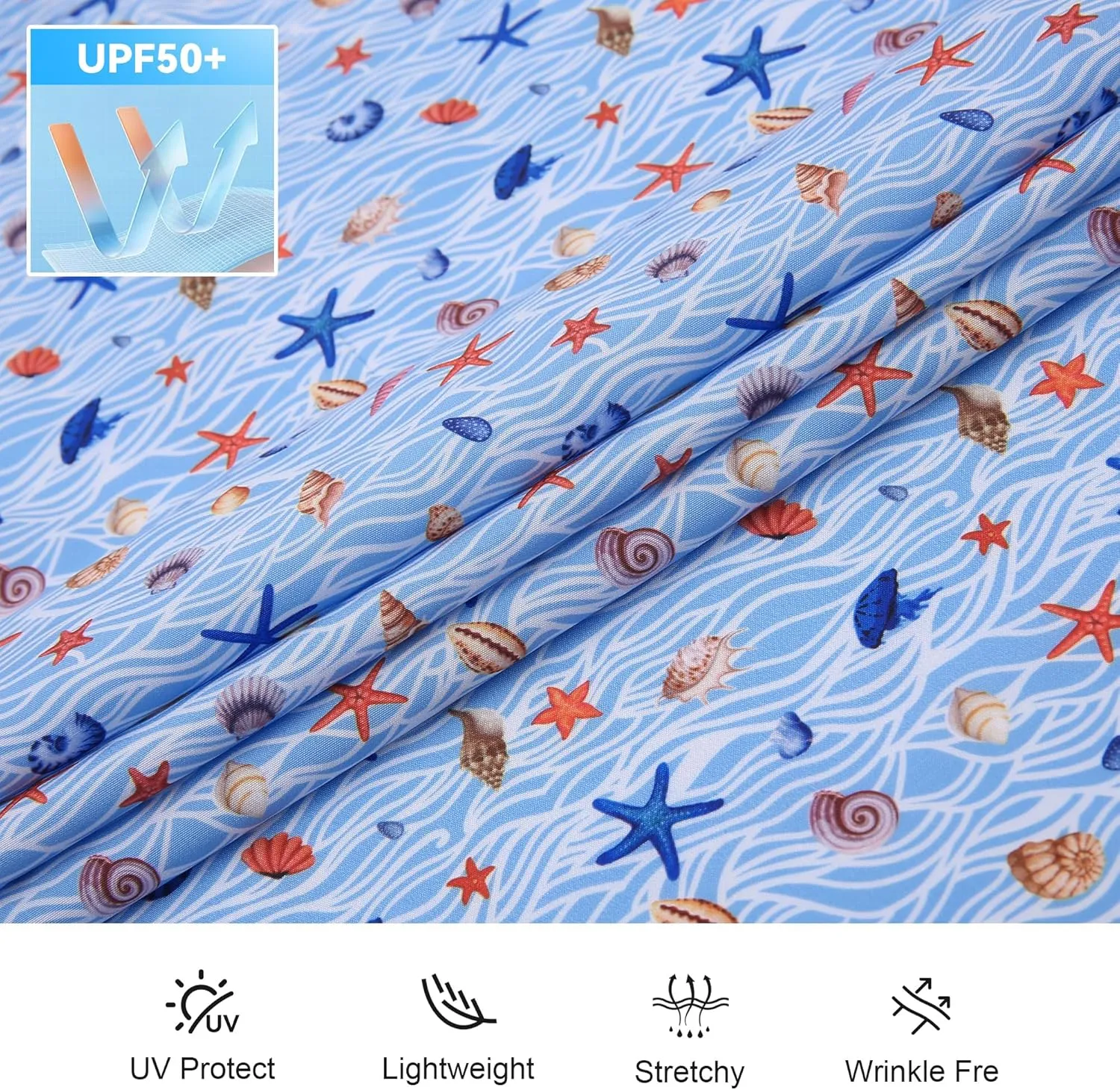 WARHORSEE Printed Fishing Shirts for Men UPF 50  Breathable Stretch Mens Button Down Short Sleeve Hiking Casual Shirts
