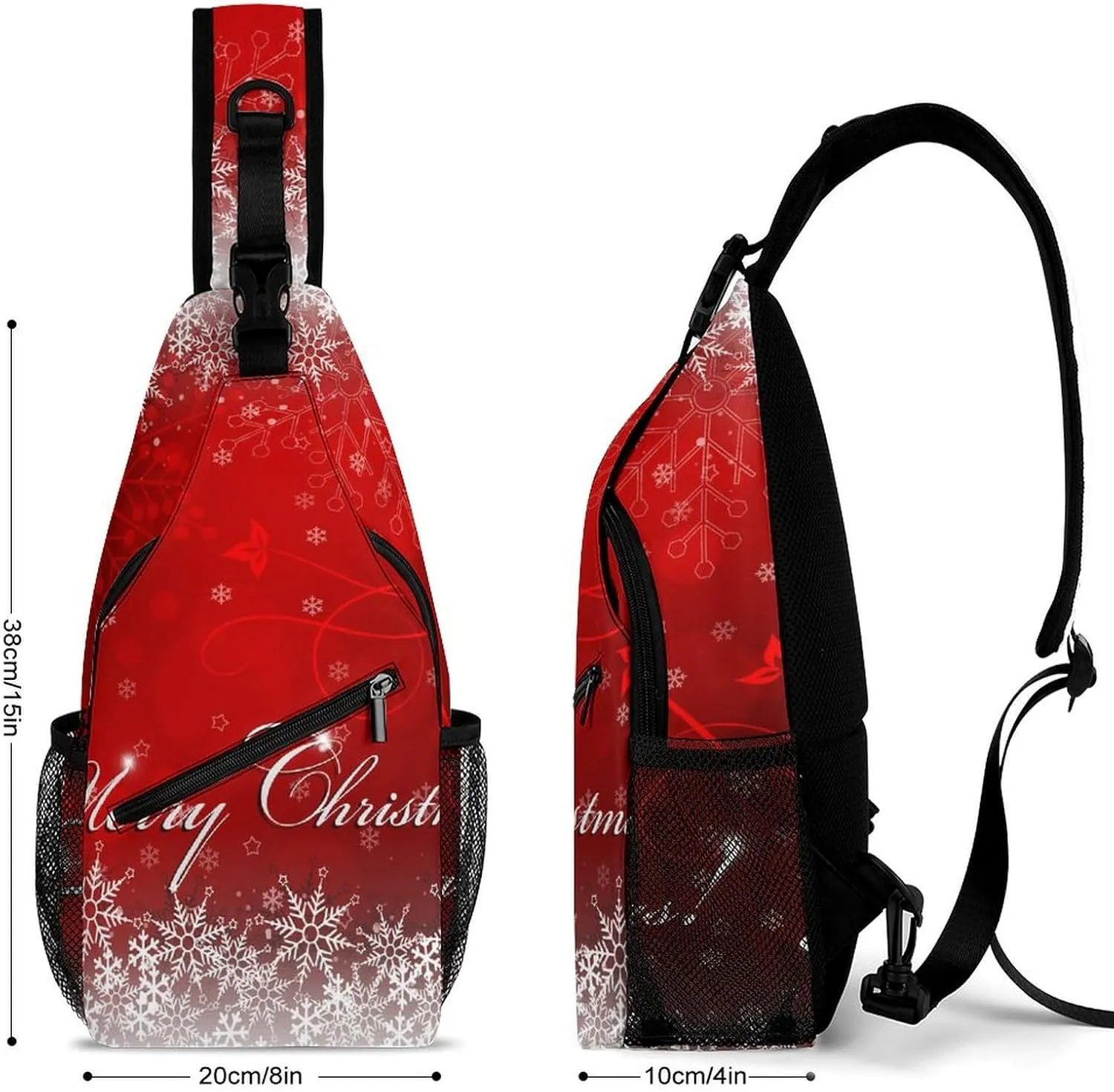 Watercolor-snowman-santa-print Sling Bag Crossbody Chest Bag Shoulder Bag For Travel Hiking Cycling Camping