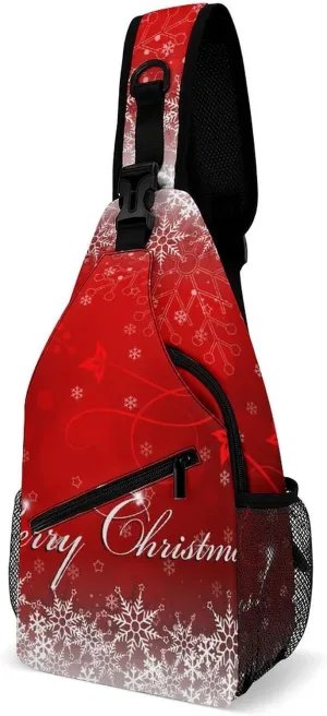 Watercolor-snowman-santa-print Sling Bag Crossbody Chest Bag Shoulder Bag For Travel Hiking Cycling Camping
