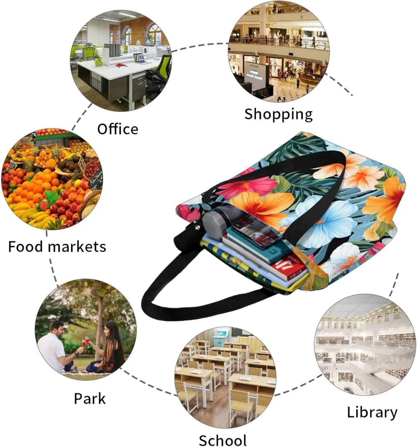 Watermelon Watermelon Seeds Women's Tote Bag Lightweight Shopping Handbag Travel Shoulder Bag With Zipper