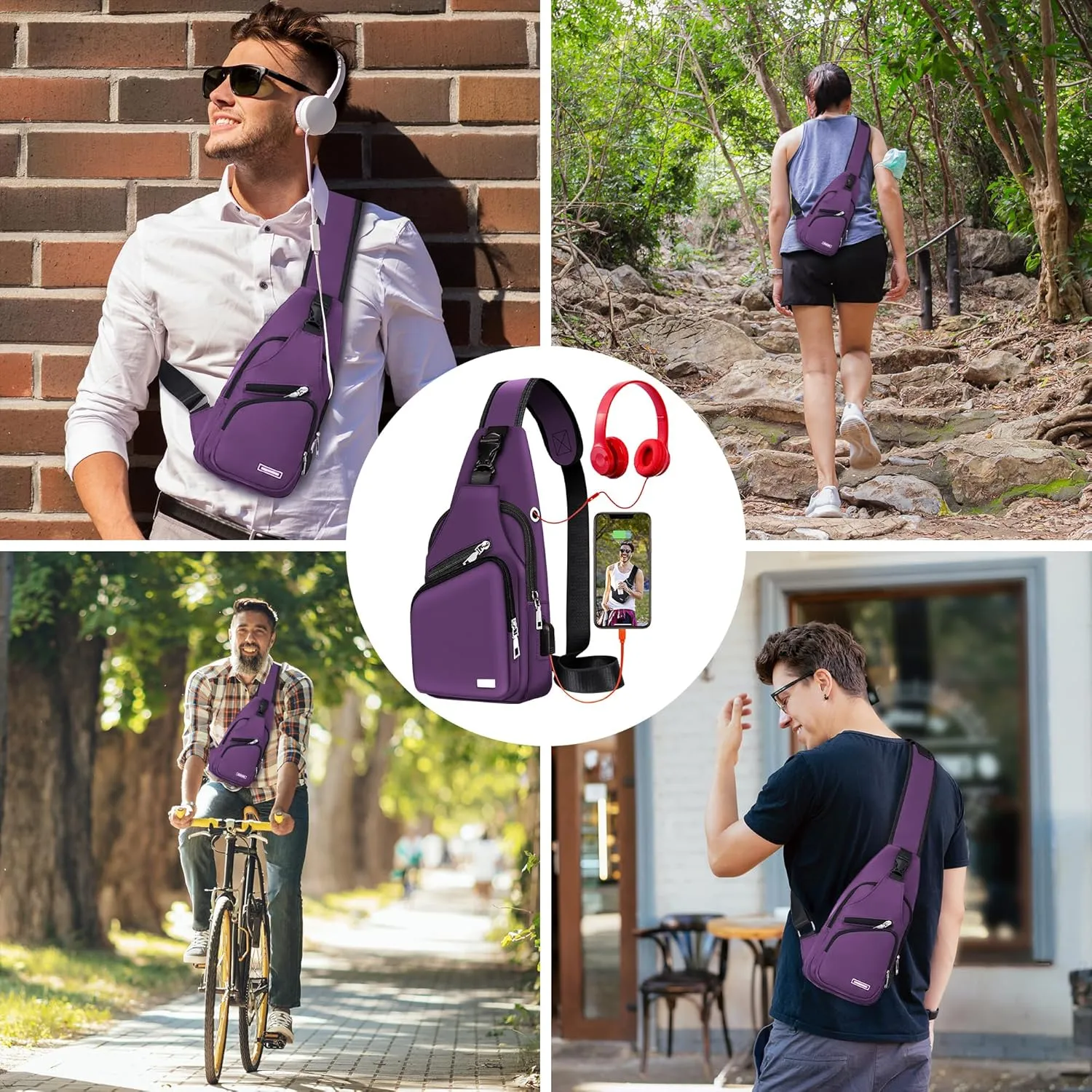 Waterproof Sling Bag Crossbody Backpack for Men Women Sling Backpack Hiking Daypack Multipurpose Cross Body Chest Bag