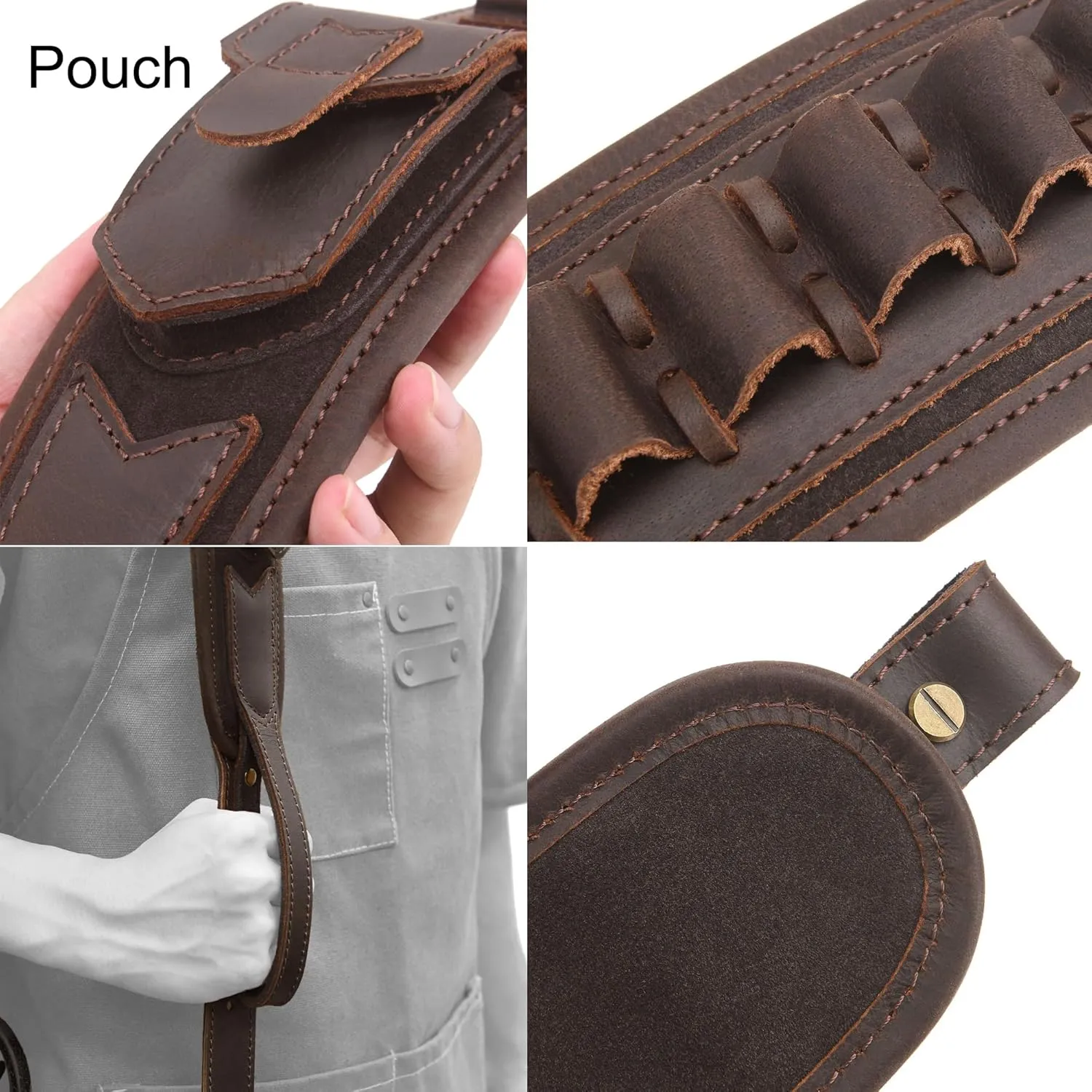 WAYNE'S DOG Leather Gun Sling Shell Holder Hunting Rifle Sling with Handle Strap for .308 .357 .30-30 .45-70 12GA