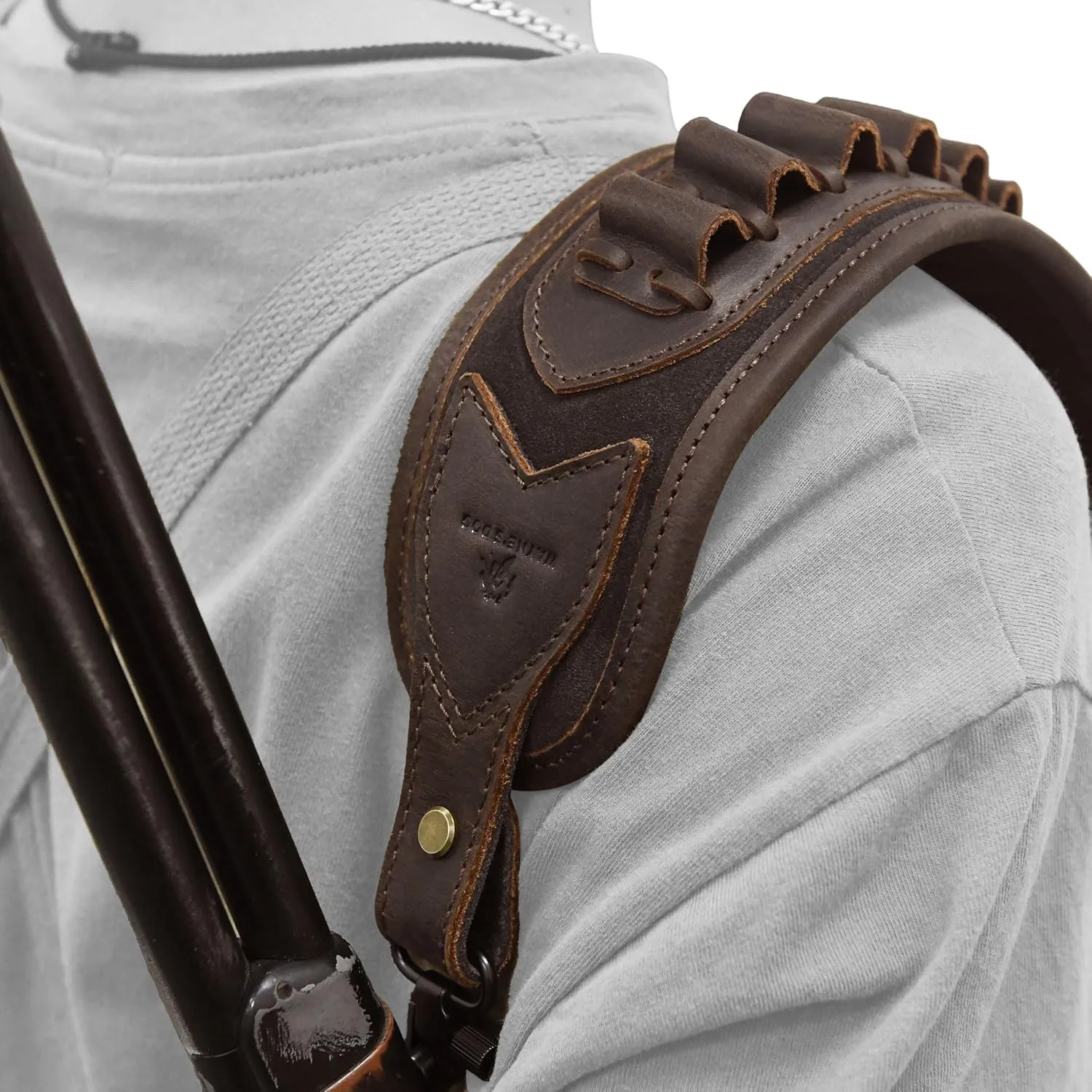 WAYNE'S DOG Leather Gun Sling Shell Holder Hunting Rifle Sling with Handle Strap for .308 .357 .30-30 .45-70 12GA