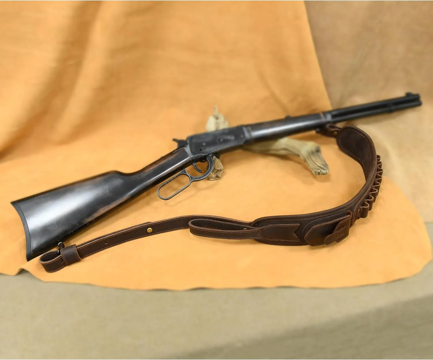 WAYNE'S DOG Leather Gun Sling Shell Holder Hunting Rifle Sling with Handle Strap for .308 .357 .30-30 .45-70 12GA