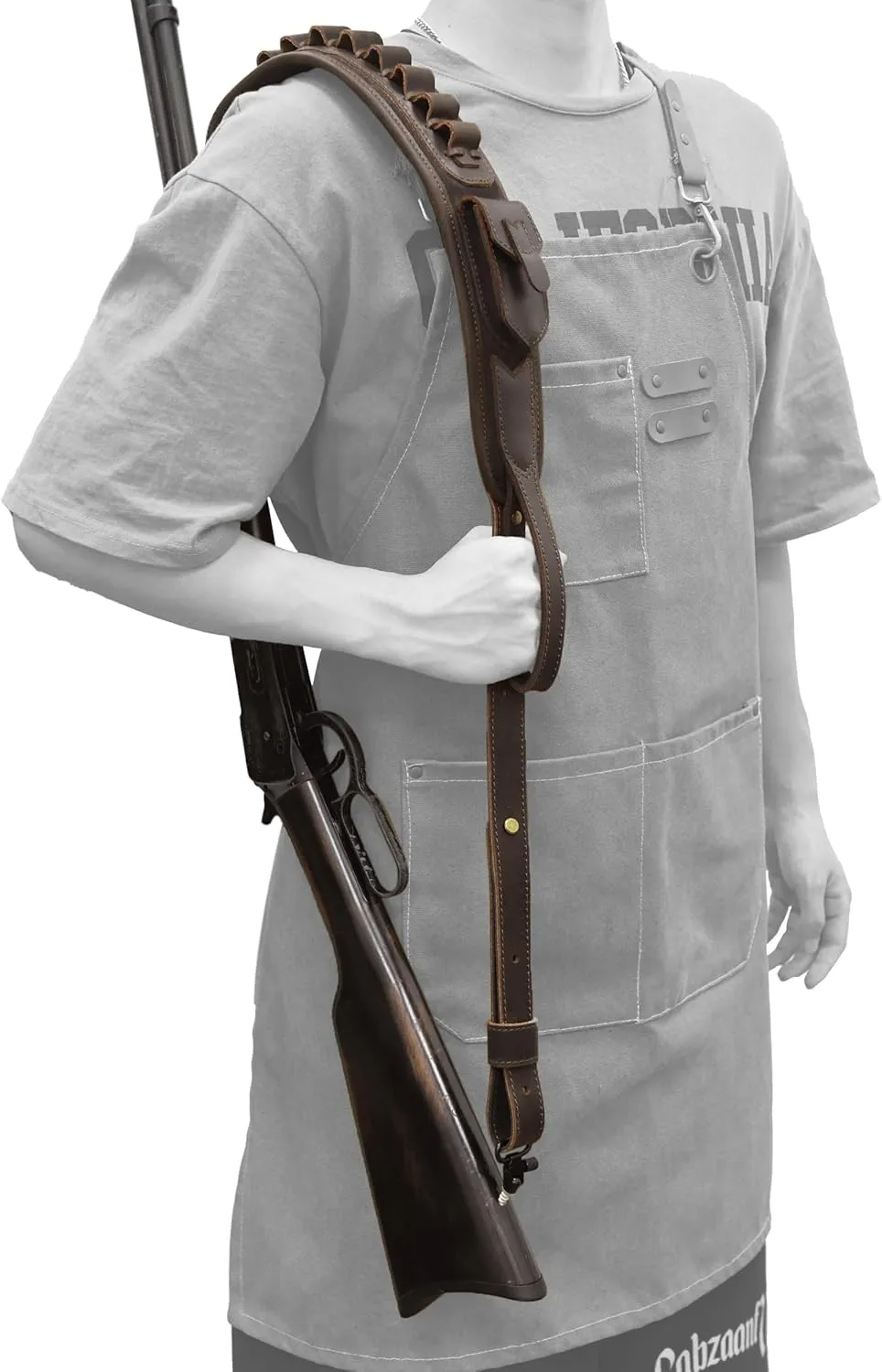 WAYNE'S DOG Leather Gun Sling Shell Holder Hunting Rifle Sling with Handle Strap for .308 .357 .30-30 .45-70 12GA