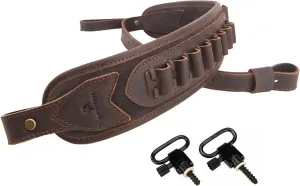 WAYNE'S DOG Leather Gun Sling Shell Holder Hunting Rifle Sling with Handle Strap for .308 .357 .30-30 .45-70 12GA