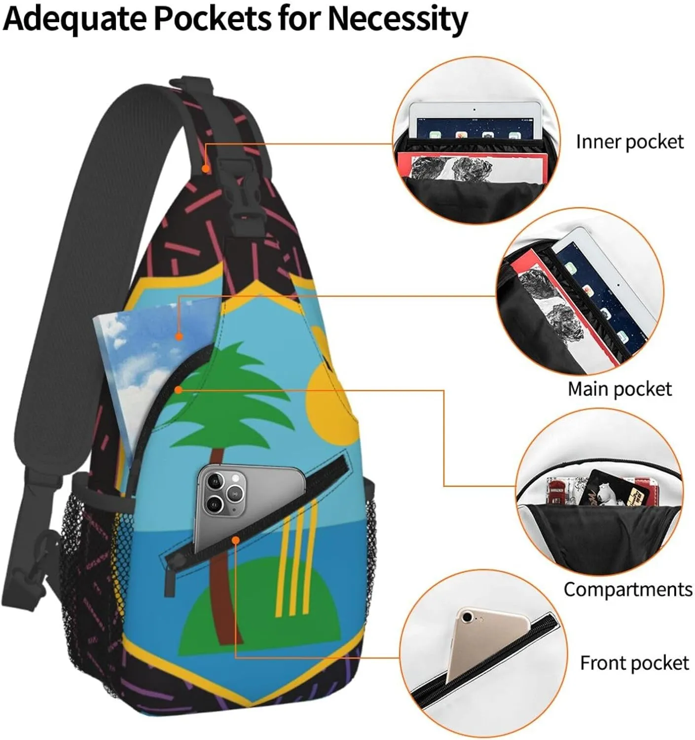 West Indies Small Crossbody Backpack Sling Bag For Men Women Mini One Shoulder Chest Bags Gym Sport Travel Hiking Daypack