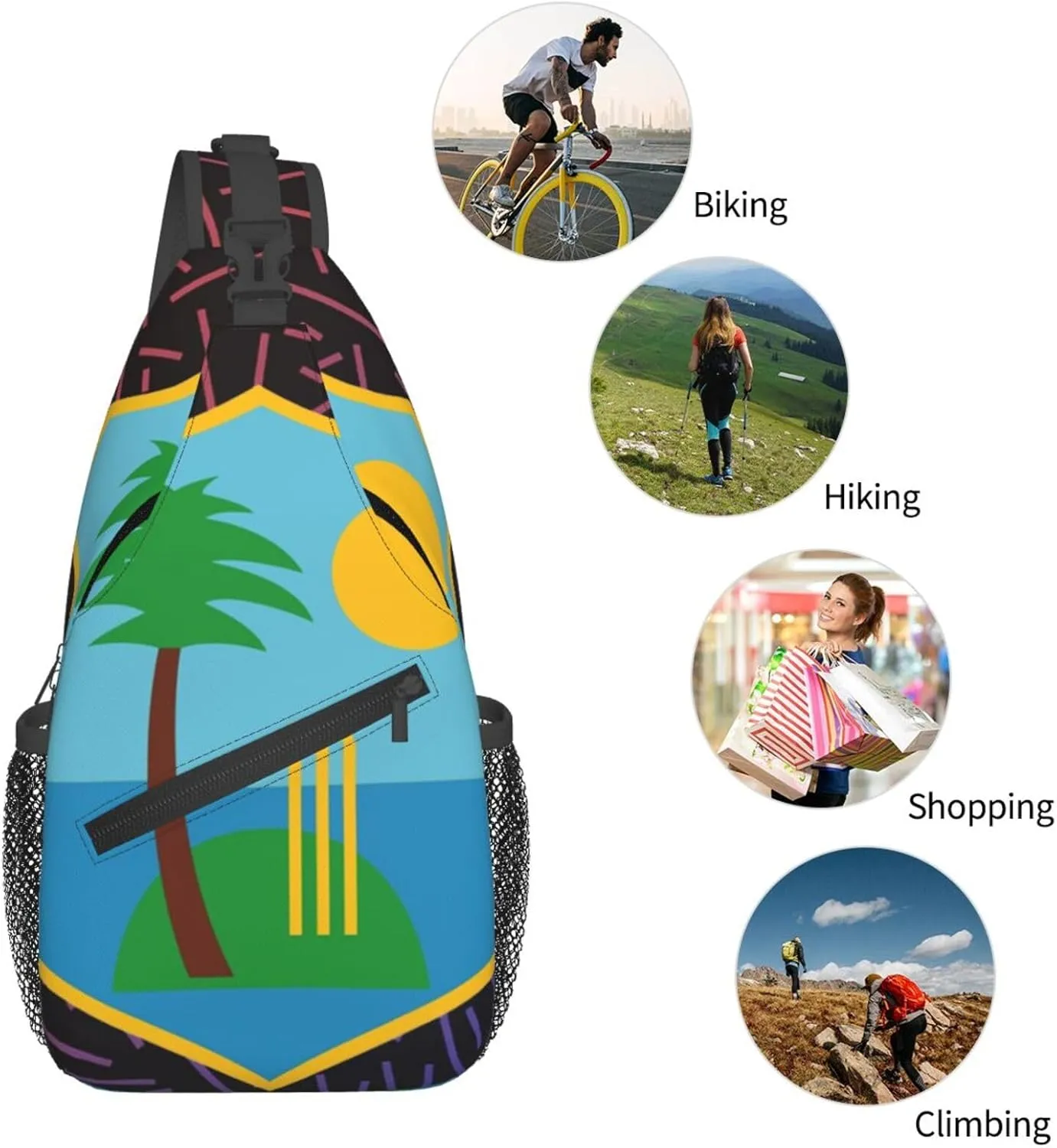 West Indies Small Crossbody Backpack Sling Bag For Men Women Mini One Shoulder Chest Bags Gym Sport Travel Hiking Daypack
