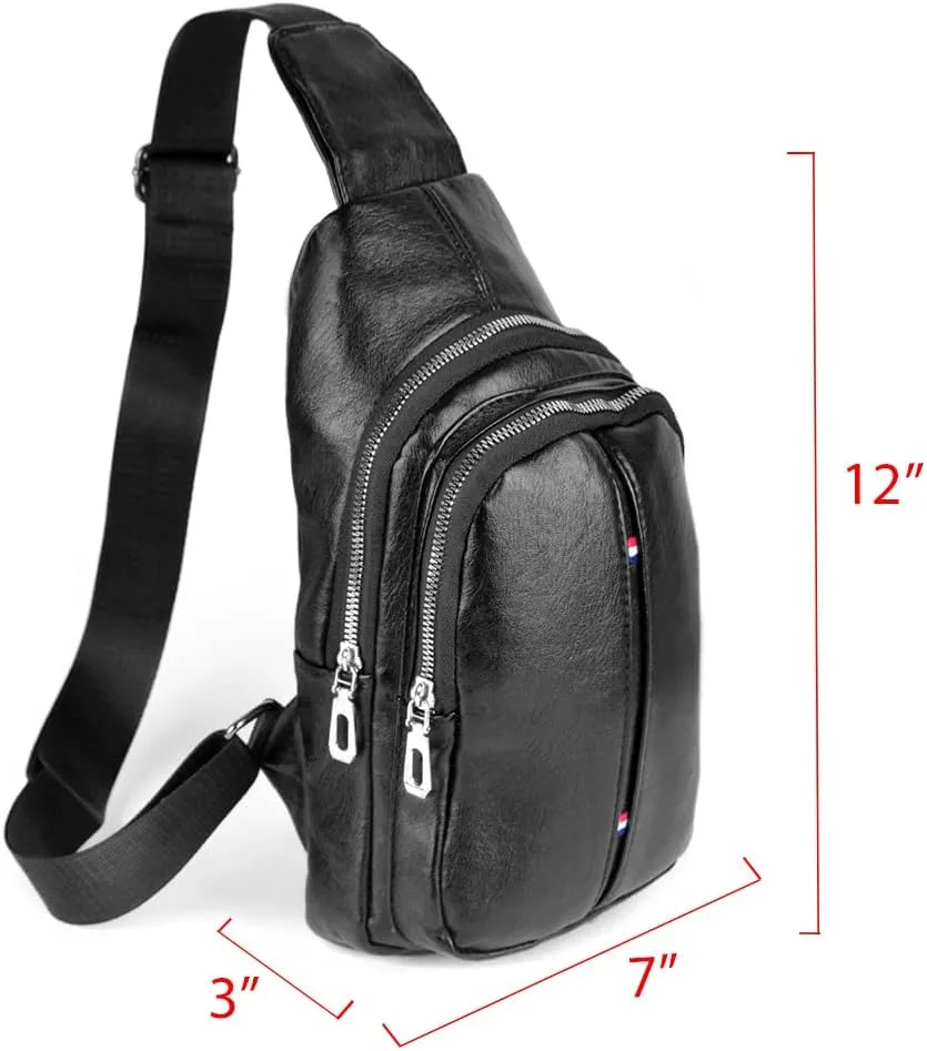WESTEND Small Crossbody Leather Sling Bag with Adjustable Strap - Travel Small Daypack