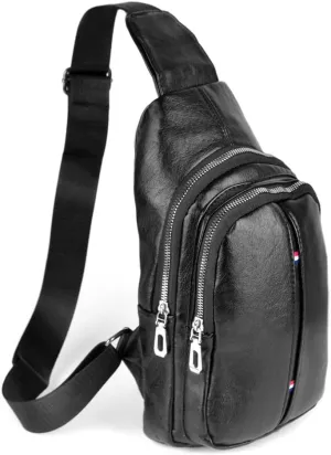 WESTEND Small Crossbody Leather Sling Bag with Adjustable Strap - Travel Small Daypack