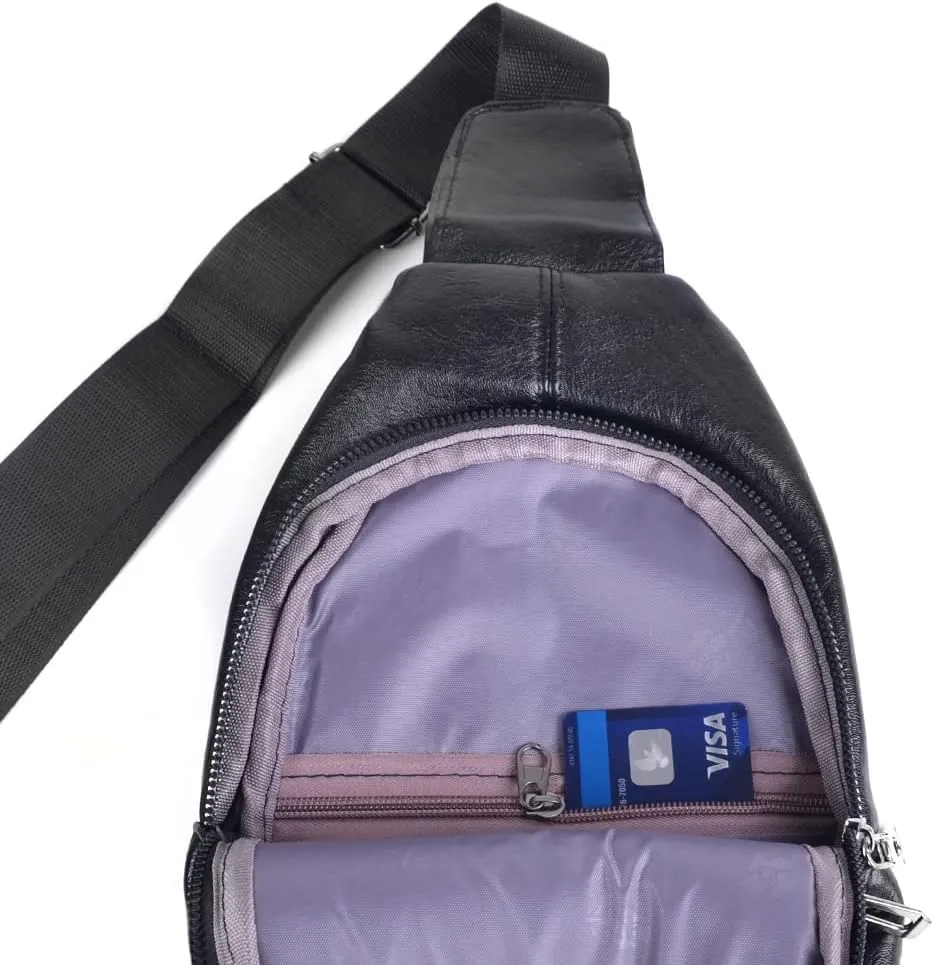 WESTEND Small Crossbody Leather Sling Bag with Adjustable Strap - Travel Small Daypack