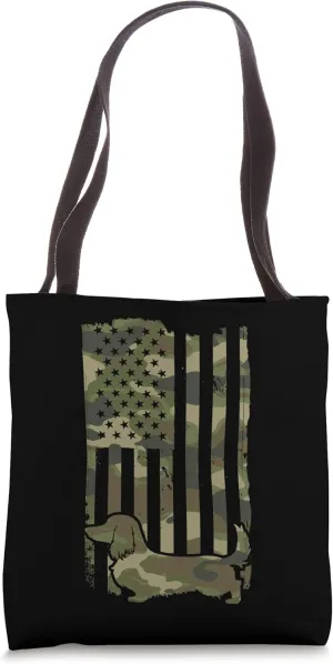 Wiener Dog Graphic - Dackel & Dachshund USA Flag 4th July Tote Bag