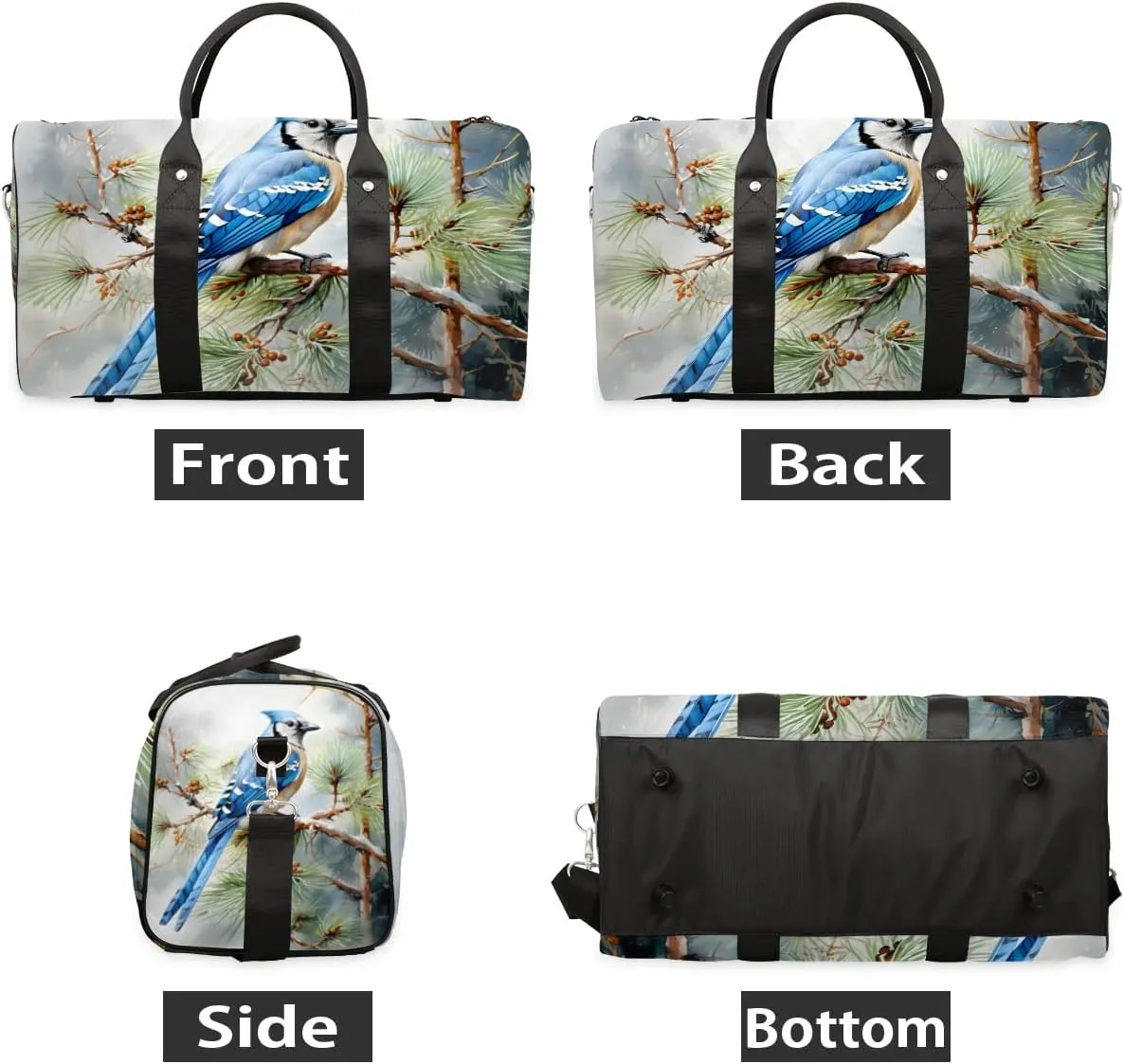 Wild Birds Travel Duffel Bag for Women Men Waterproof Foldable Overnight Weekender Bag Large Capacity Sports Gym Bag