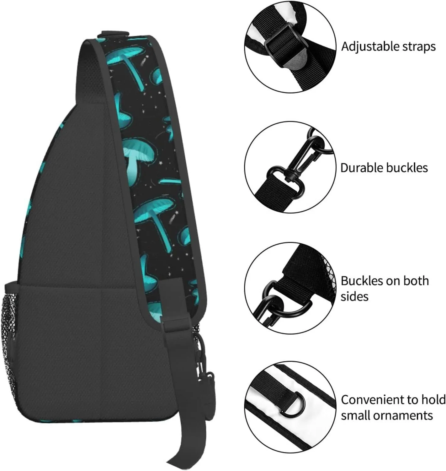 Wild Mushroom Sling Bag,Multipurpose Crossbody Backpack Shoulder Chest Bag for Women Men Travel Hiking Daypack