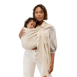 WildBird - Ring Sling Baby Carrier - Newborn to Up to 35 lbs - for Moms, Dads & Caregivers - 100% Natural European Linen Fibers - Versatile & Adjustable - 74” Size - Sparrow Fabric & Bronze Ring