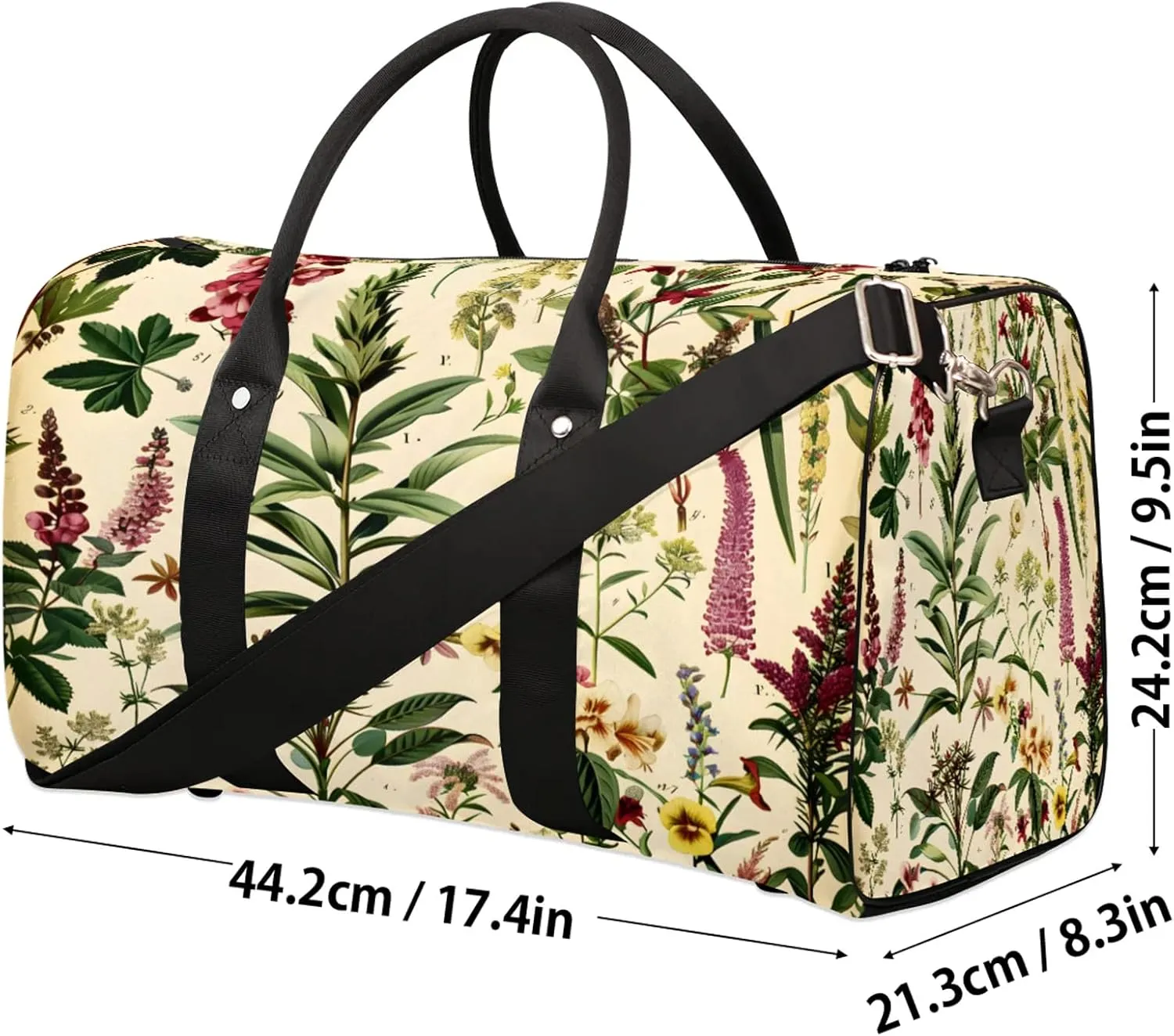 Wildflowers Botanical Travel Bag for Men Women, Gym Duffle Bags for Travel, Carry On Luggage Bag, Weekender Overnight Workout Bags