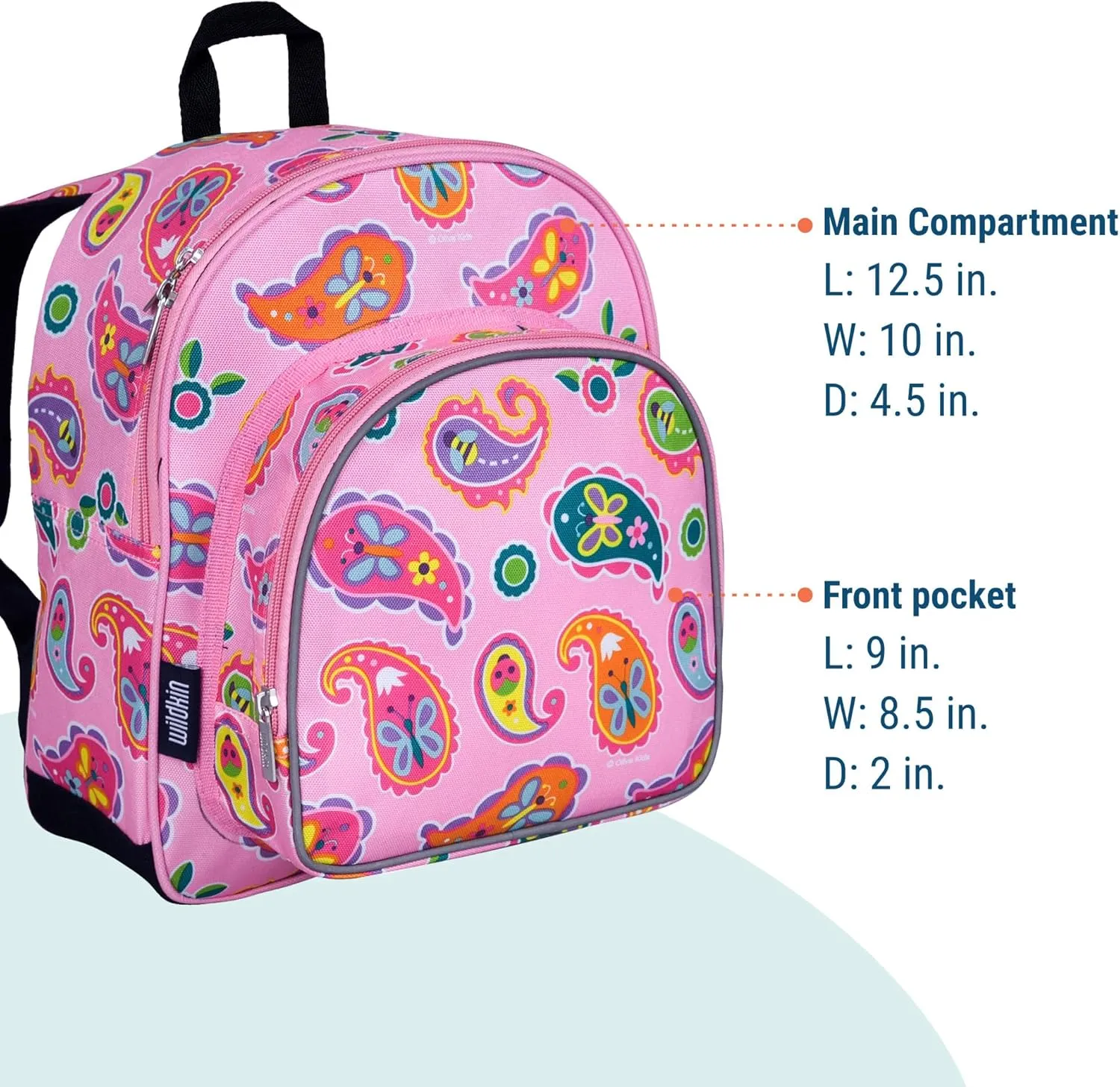 Wildkin 12-inch Kids Backpack – Padded, Adjustable, Ideal for Daycare & Travel (Paisley)