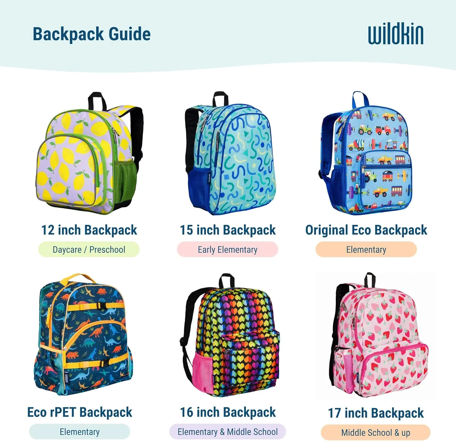 Wildkin 15-inch Kids Backpack – Durable, Padded, Adjustable for School & Travel - Trains, Planes, and Trucks