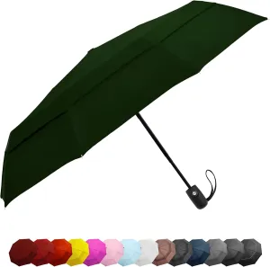 Windproof Travel Umbrellas for Rain - Lightweight, Strong, Compact with & Easy Auto Open/Close Button for Single Hand Use - Double Vented Canopy for Men & Women