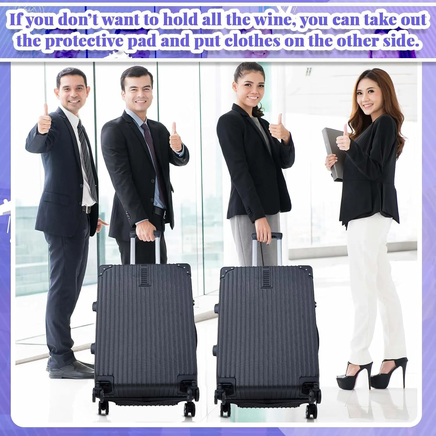 Wine Suitcase for Airplane Wine Carrier Luggage Hold 10 Standard 750ml Size Bottle Universal Wheeled Travel Case with Removable Foam Insert for Professional Gift(Classic,24")