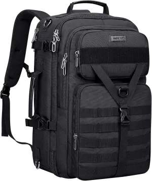 WITZMAN Carry On Travel Backpack for Men Large Convertible 45L Duffle Bag fit 17 Inch Laptop Airline Approved (B688 Black
