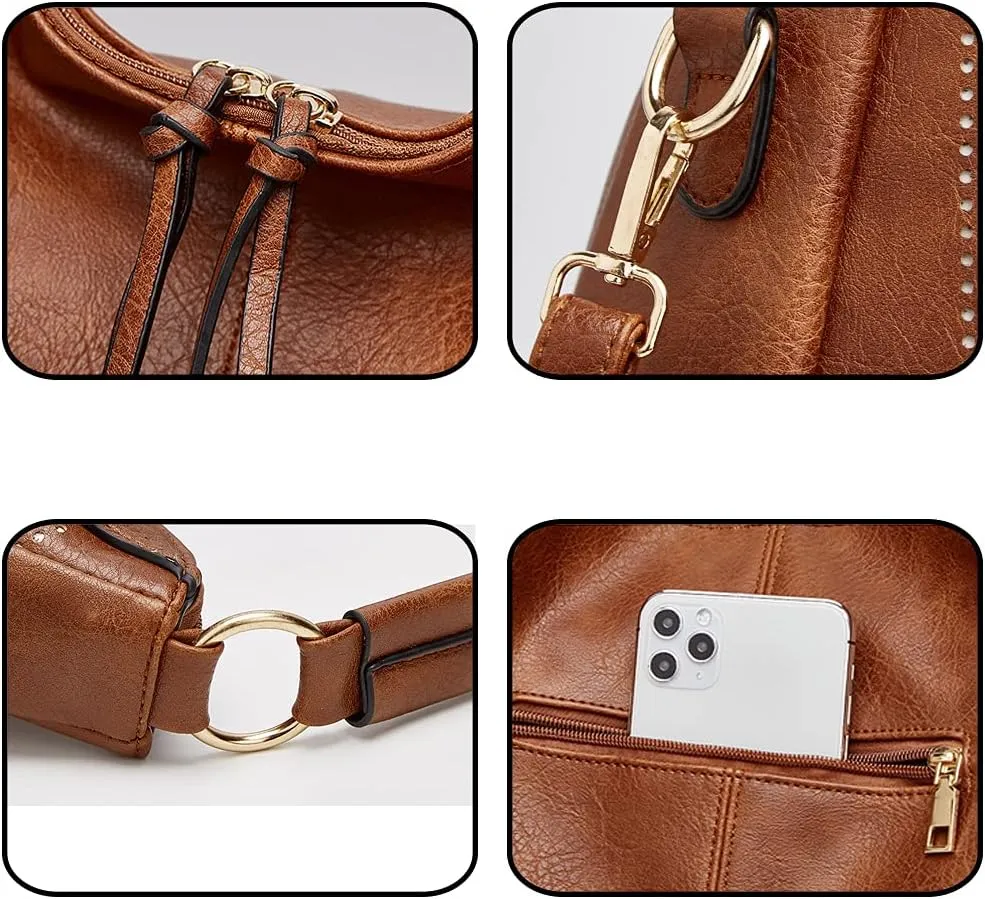 Women Shoulder Bag Tote Bag PU Leather Large Capacity Handbag Wallet Purse 2Pcs Set