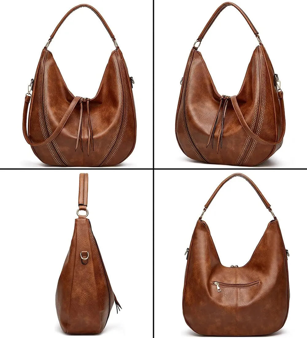 Women Shoulder Bag Tote Bag PU Leather Large Capacity Handbag Wallet Purse 2Pcs Set