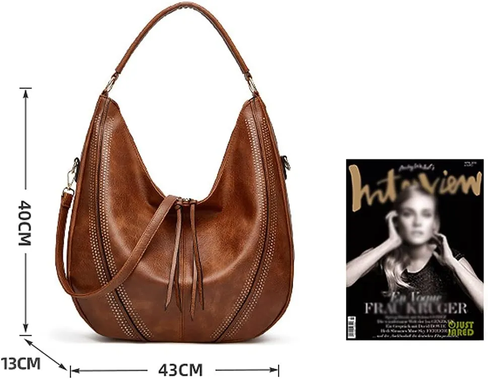 Women Shoulder Bag Tote Bag PU Leather Large Capacity Handbag Wallet Purse 2Pcs Set