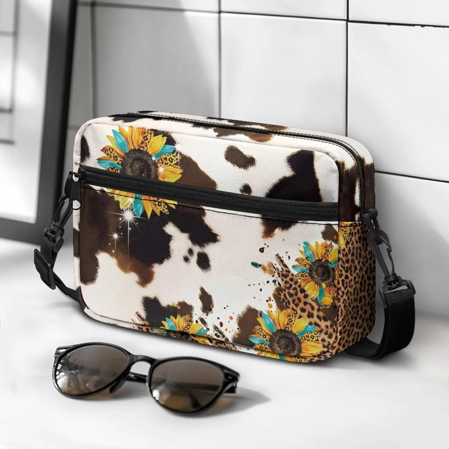 Women Shoulder Handbag Roomy Multiple Pocket Bag Crossbody Purse Fashion Messenger Bag with Adjustable Straps