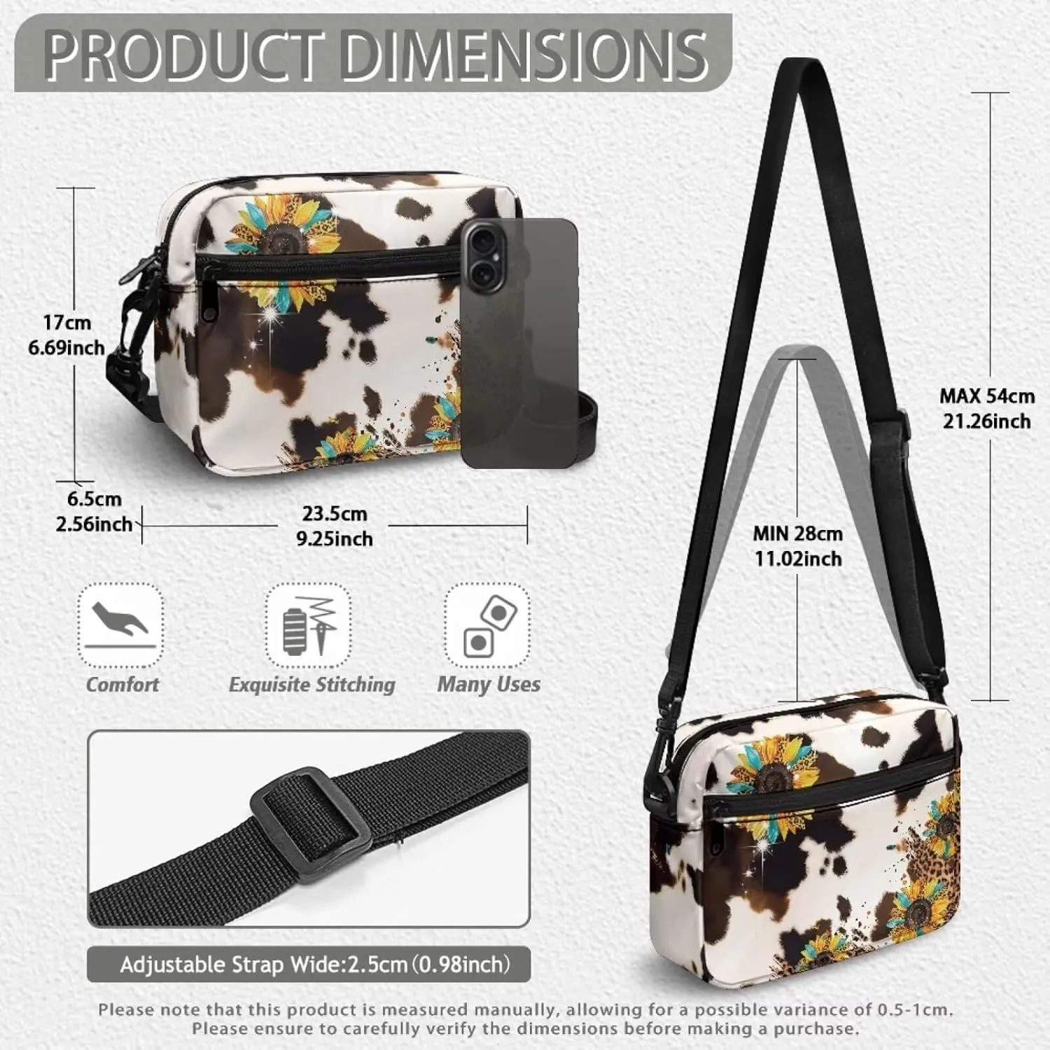 Women Shoulder Handbag Roomy Multiple Pocket Bag Crossbody Purse Fashion Messenger Bag with Adjustable Straps