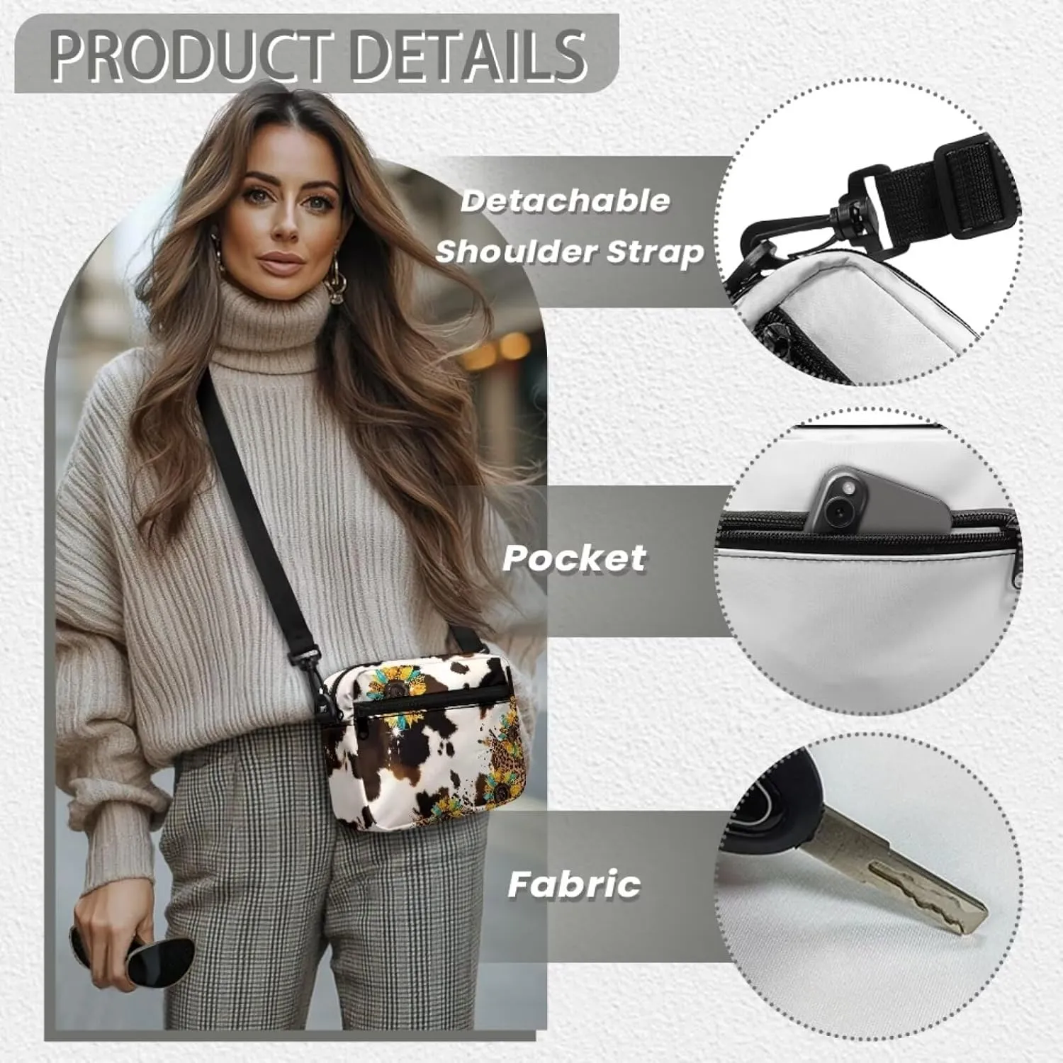 Women Shoulder Handbag Roomy Multiple Pocket Bag Crossbody Purse Fashion Messenger Bag with Adjustable Straps
