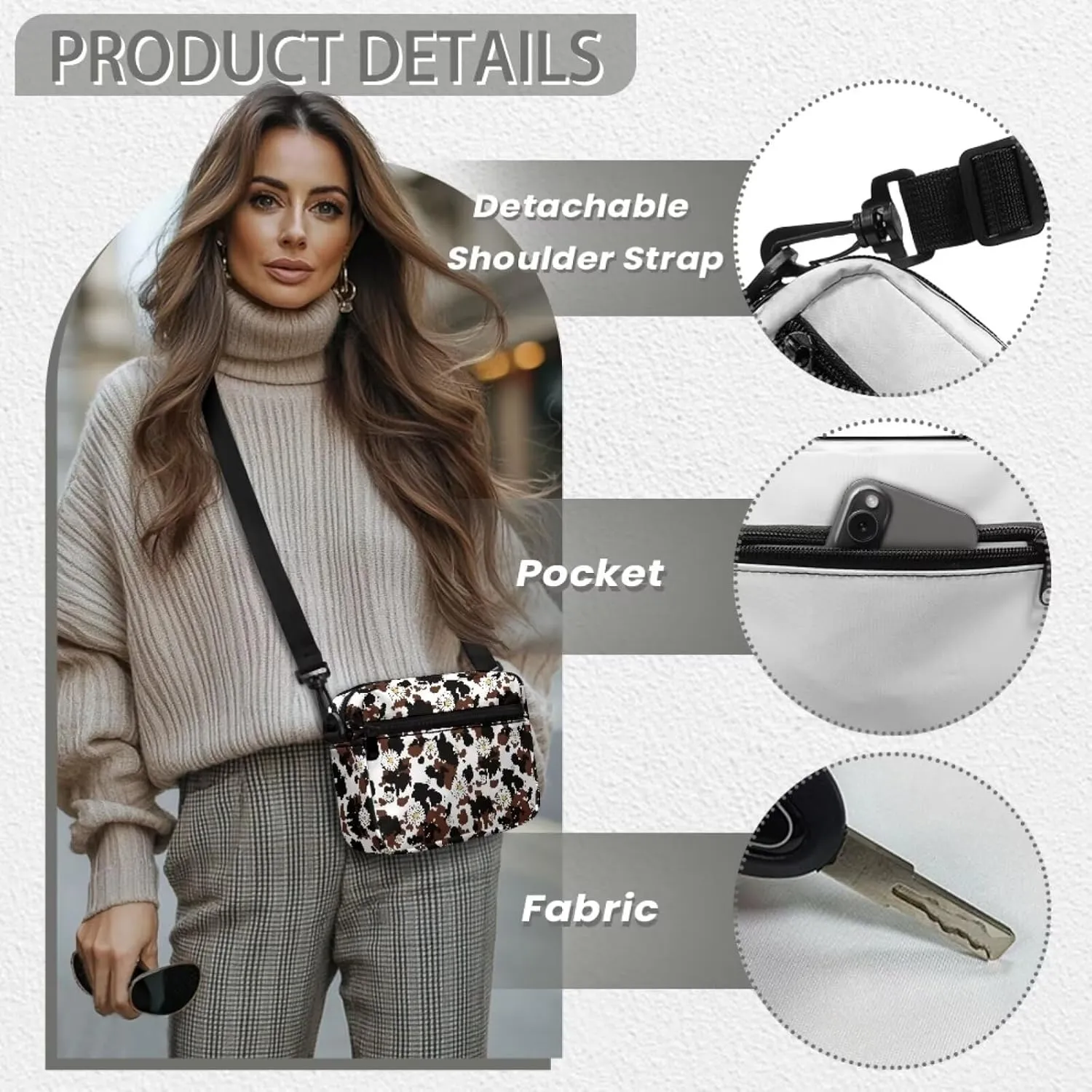 Women Shoulder Handbag Roomy Multiple Pocket Bag Crossbody Purse Fashion Messenger Bag with Adjustable Straps
