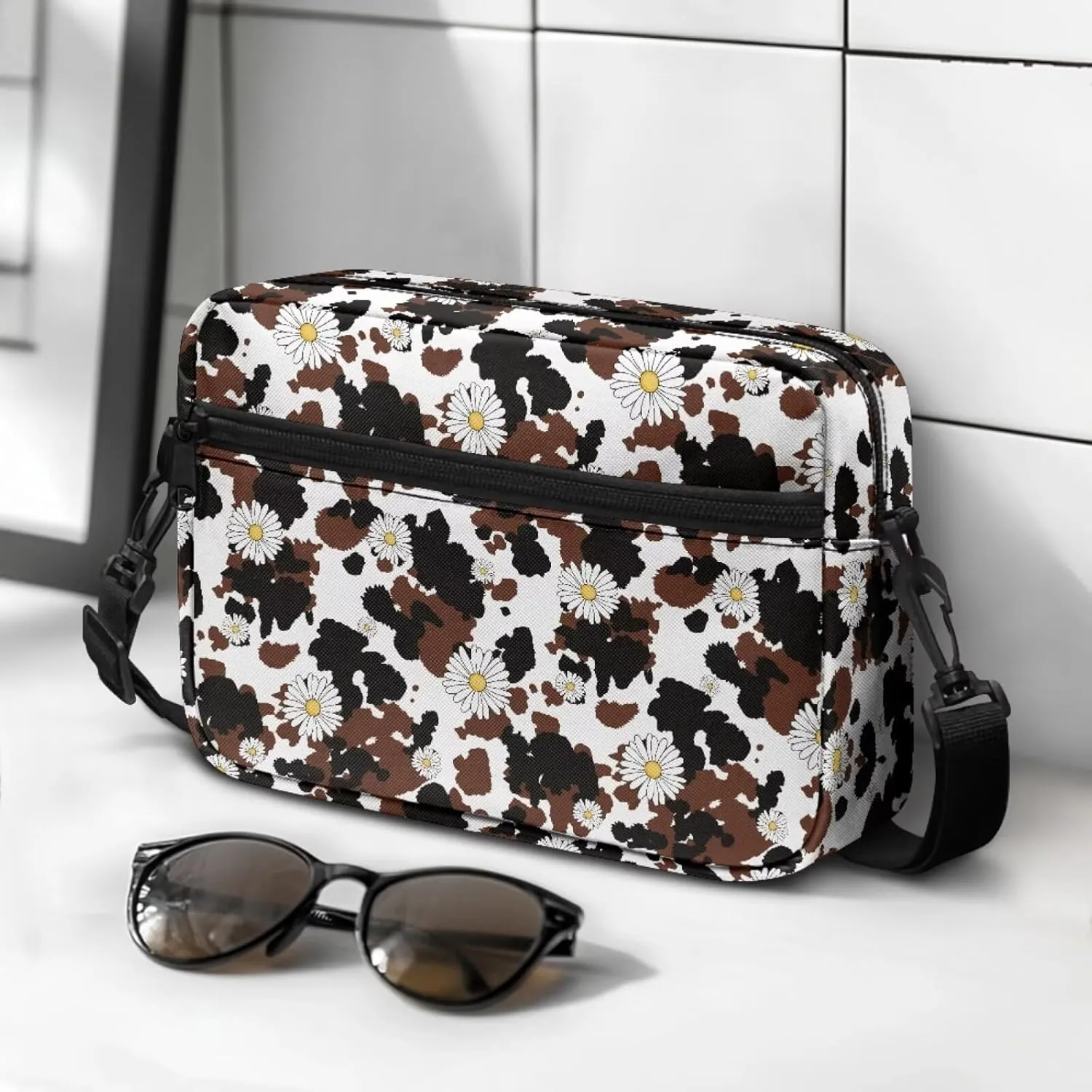 Women Shoulder Handbag Roomy Multiple Pocket Bag Crossbody Purse Fashion Messenger Bag with Adjustable Straps