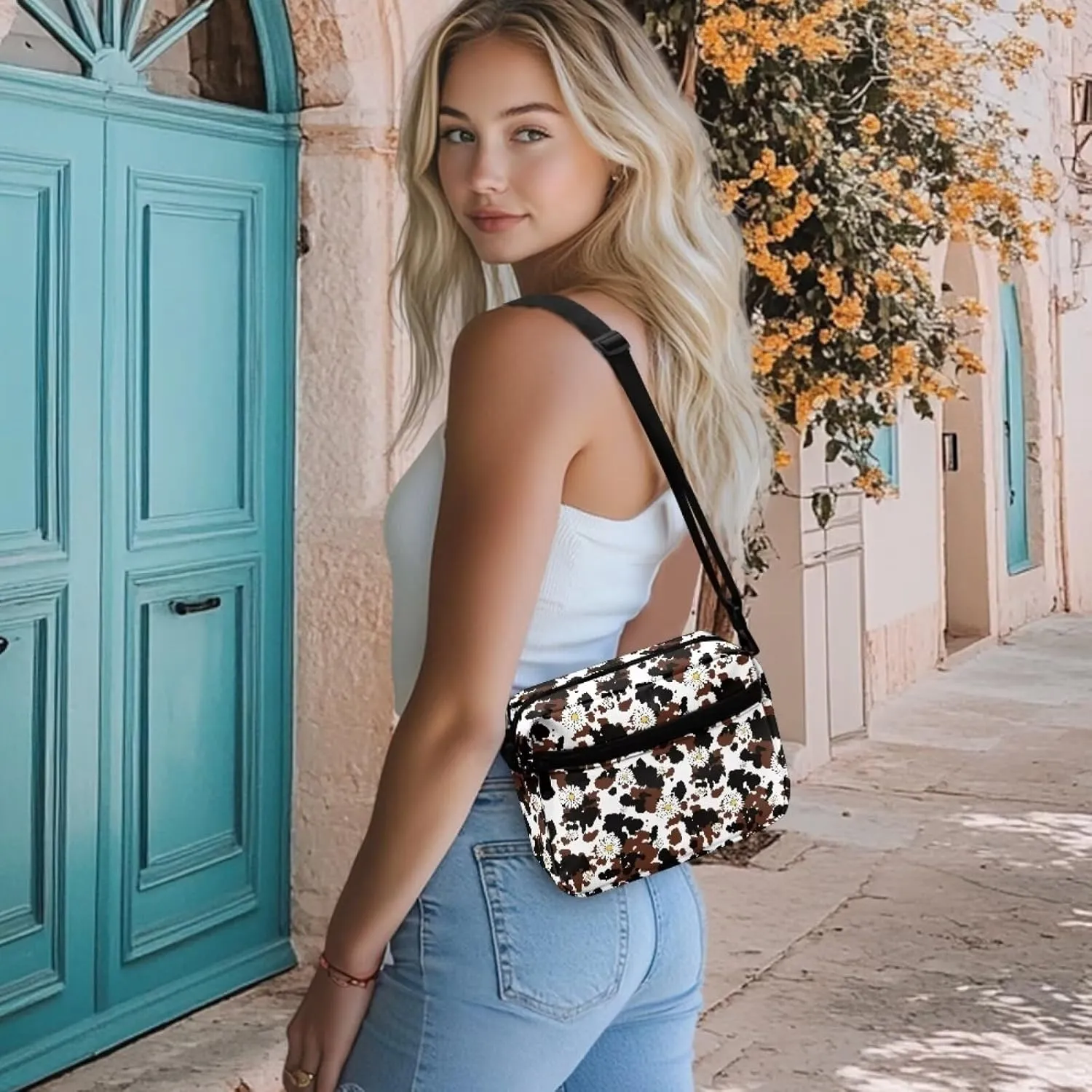 Women Shoulder Handbag Roomy Multiple Pocket Bag Crossbody Purse Fashion Messenger Bag with Adjustable Straps