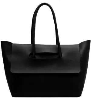 Women Vintage Shoulder Bag Large Capacity PU Leather Minimalist Shoulder Tote Bag Solid Color Fashion Tote Handbag