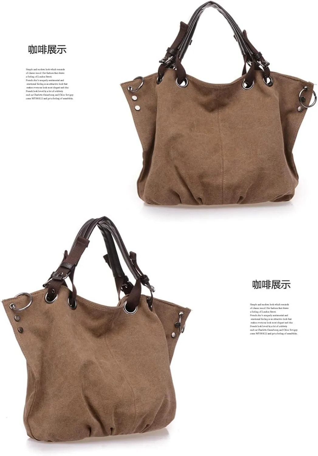Women's Canvas Bag Large Capacity Handbag Shoulder Messenger Bag(A)